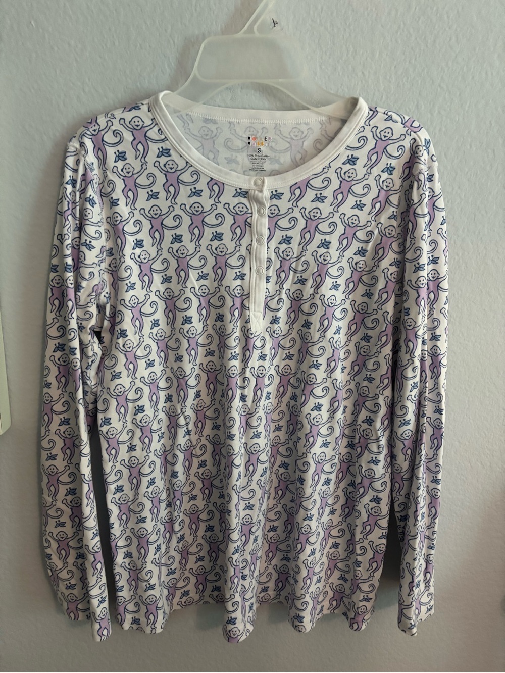 Roller Rabbit Lavender Monkey Long Sleeve Pajama Set - Picture 3 of 4